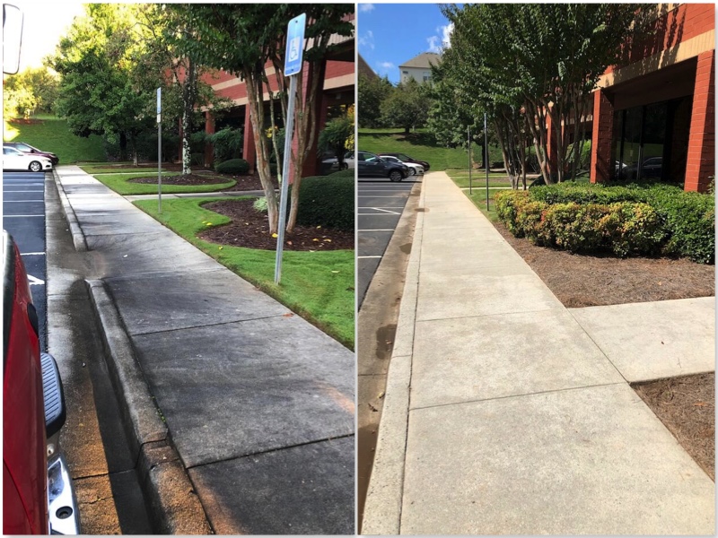 Pressure Washing in Buford, Ga - Commercial Building Before and After Image