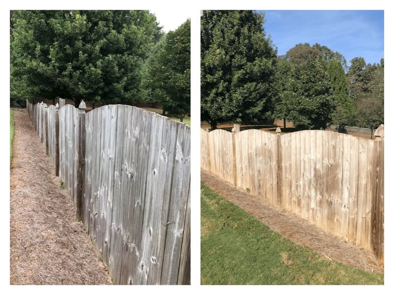 Pressure Washing in Cumming, Ga - Fence Washing before and after image