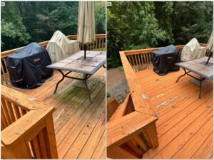 Deck surface pressure washing in Buford Ga - Before and After Photo